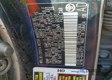 2015 Toyota Corolla L z USA, uszkodzony, nr VIN 2T1BURHEXFC335587